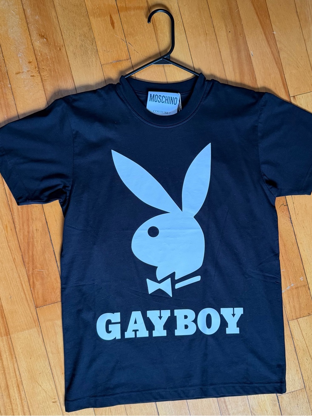 Moschino Black Graphic 'Gayboy' T shirt